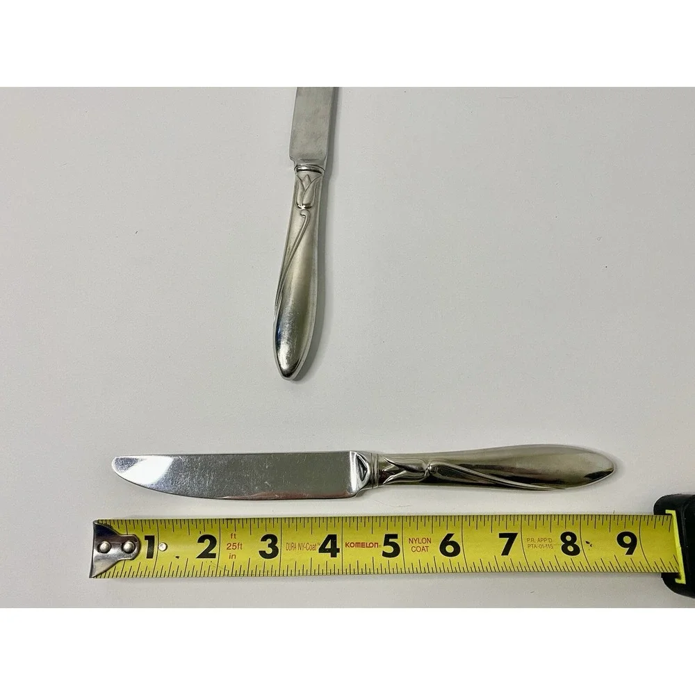 Yamazaki Raceme Japan Stainless Steel Flatware Dinner Knives Lot Of 2 Silver